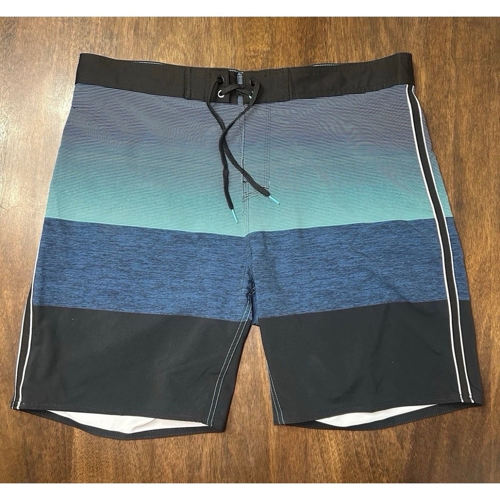 Burnside Swim Shorts Mens Size 36 Blue And Black Swim Trunk Shorts